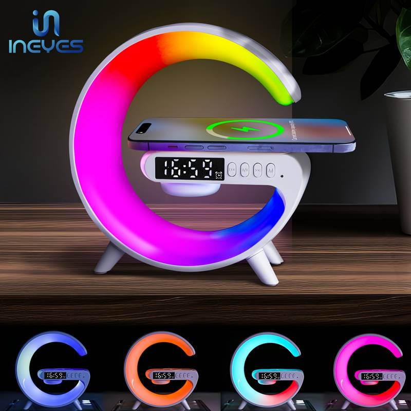 (free home delivery) Multifunctional Lamp With Bluetooth Speaker Wireless Charger Sunrise Wake-up & Alarm Clock